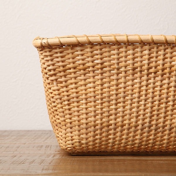 ちどり産業 バスケット 幅38.5×奥行38.5×高さ17.5cm 籐 ラタン
