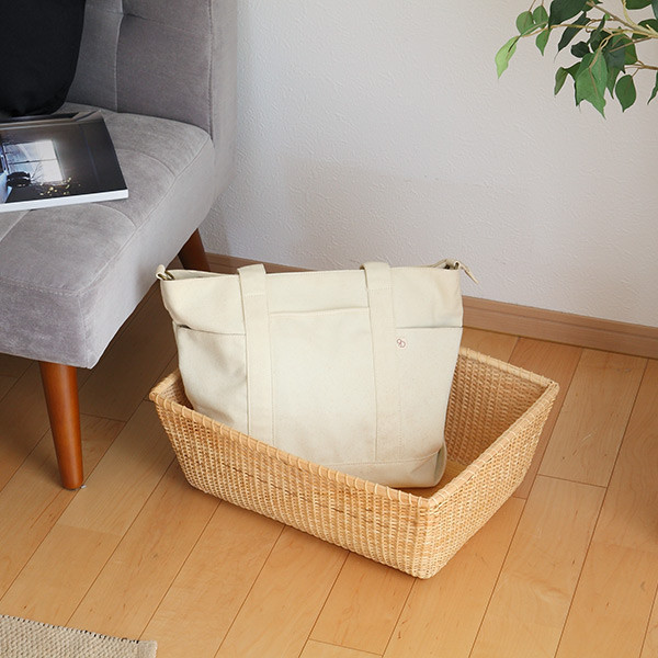 ちどり産業 バスケット 幅46×奥行34.5×高さ17.5cm 籐 ラタン