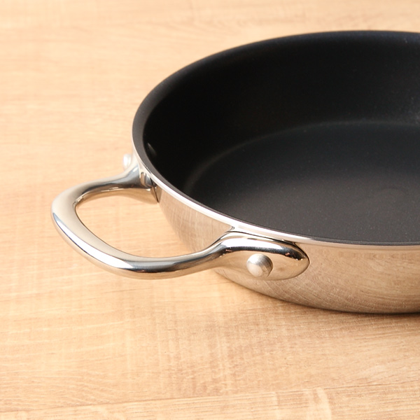 フライパン 両手 15cm IH対応 ガラス蓋付き クィーンパン 中尾アルミ