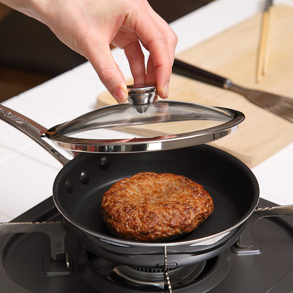 フライパン 片手 15cm IH対応 ガラス蓋付き クィーンパン 中尾アルミ