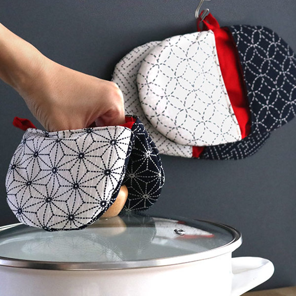 キッチンミトン 鍋つかみ 綿 布製 和柄 SASHIKO （ ミトン オーブン