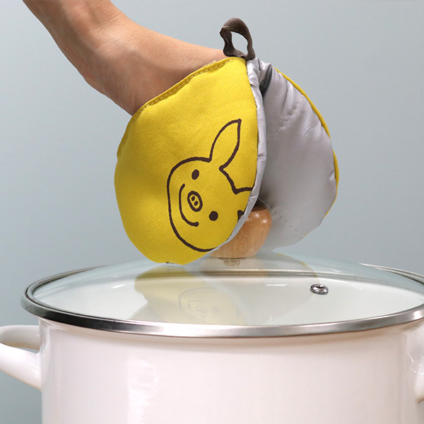 キッチンミトン 鍋つかみ 綿 布製 ラッキーピッグ （ ミトン オーブン