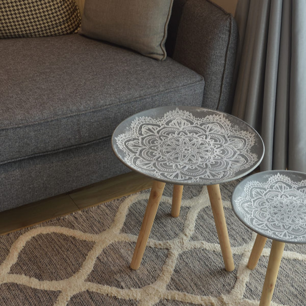 トレーテーブル 高さ37cm 木製 モロッコ風 モロッカン調 サイド