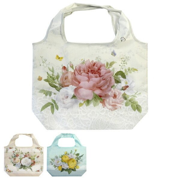 エコバッグ トート型 ガーデンローズ ショッピングバッグ （ マイバッグ エコバック お買い物バッグ 買い物バッグ 折りたたみ コンパクト レジ袋 ）