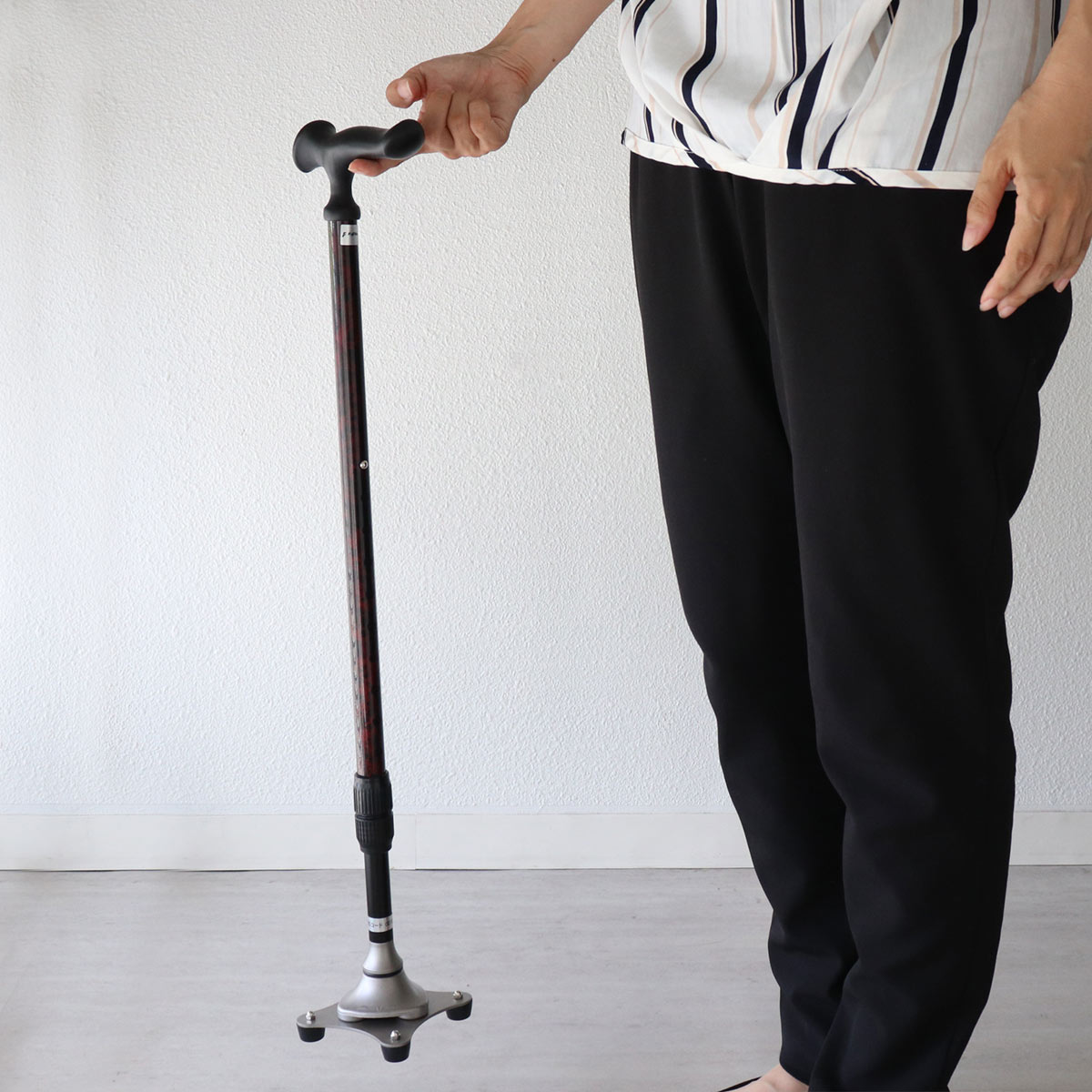 フジホーム 杖 かるがも ステッキ 4点 伸縮 男性 身長〜182cm 介護