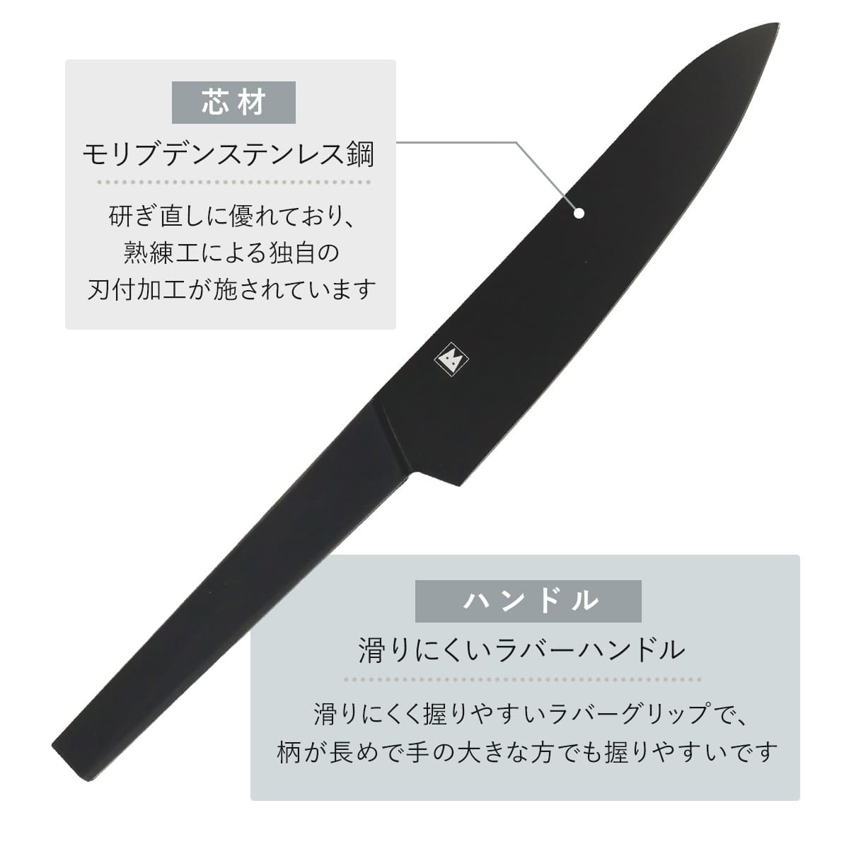 牛刀包丁 18cm バイアキッチン ブラック モリブデンステンレス 日本製