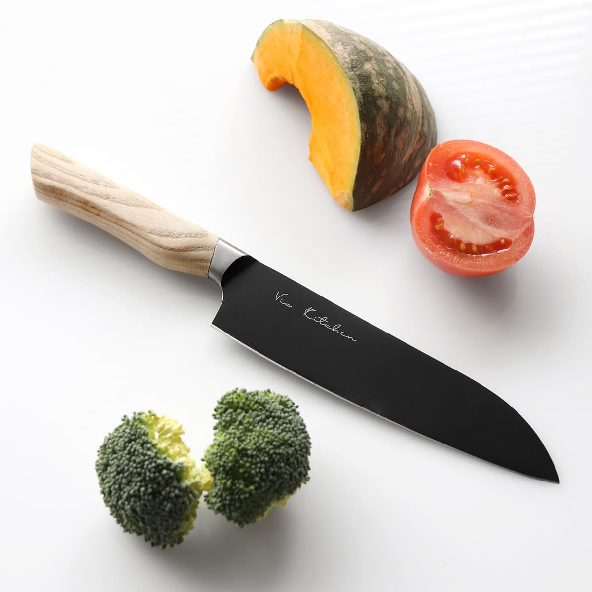 三徳包丁 17.5cm バイアキッチン ナチュラルブラック 木柄 日本製