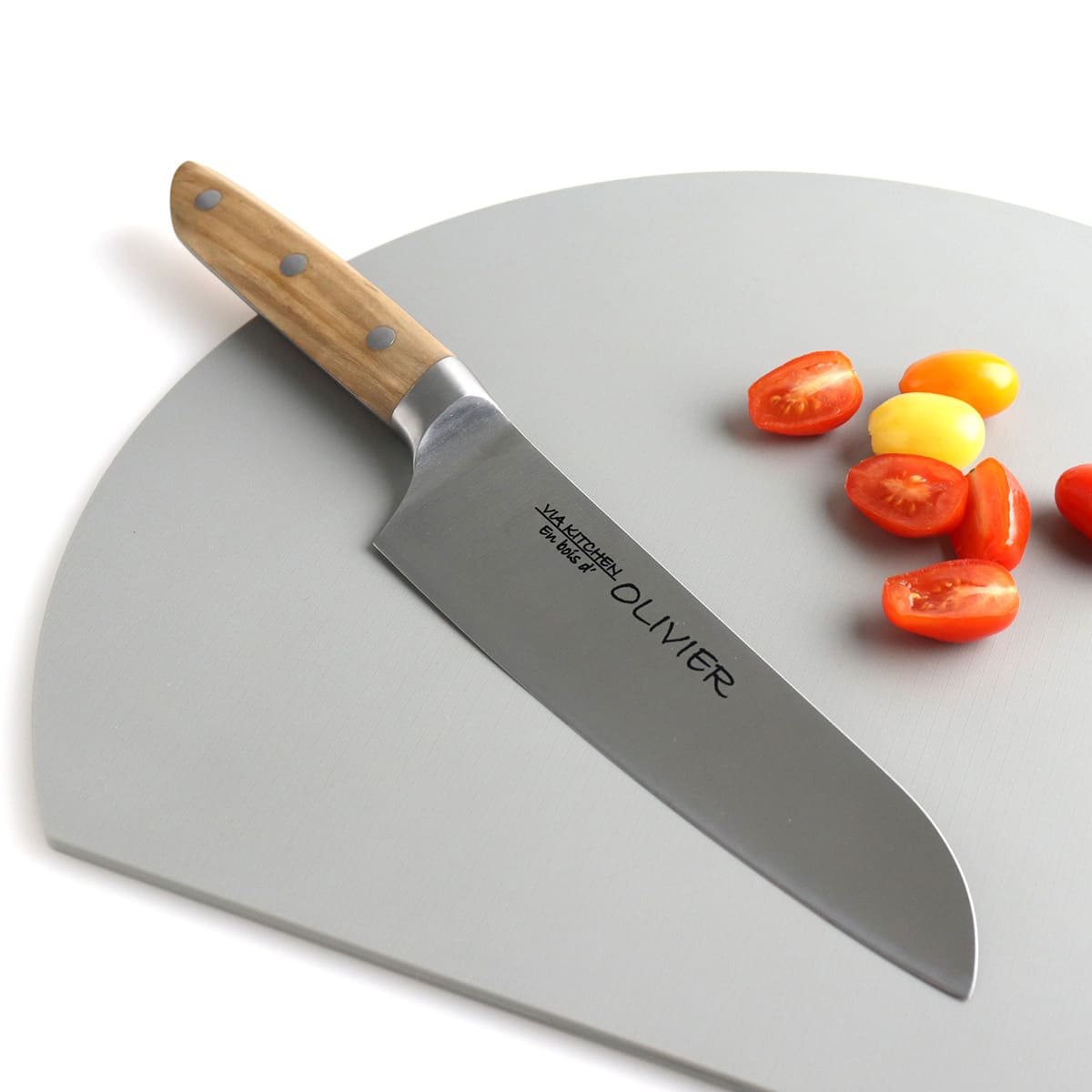 包丁 三徳包丁 刃渡り17cm 木柄 日本製 バイアキッチン OLIVIER （ 17