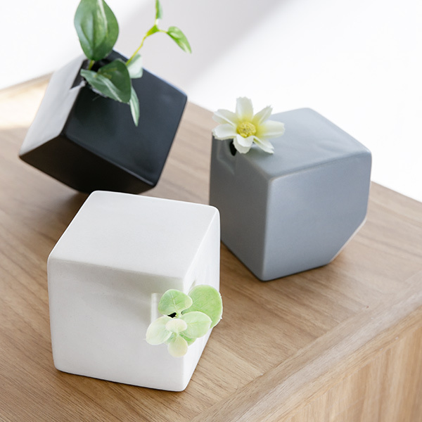花瓶 陶器 フラワーベース スクエア Block 5.7cm （ 花びん 花器