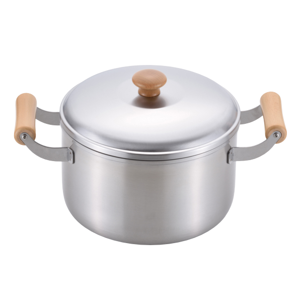 和平フレイズ 両手鍋 22cm 深型 IH対応 ステンレス 千歳 木柄深型両手