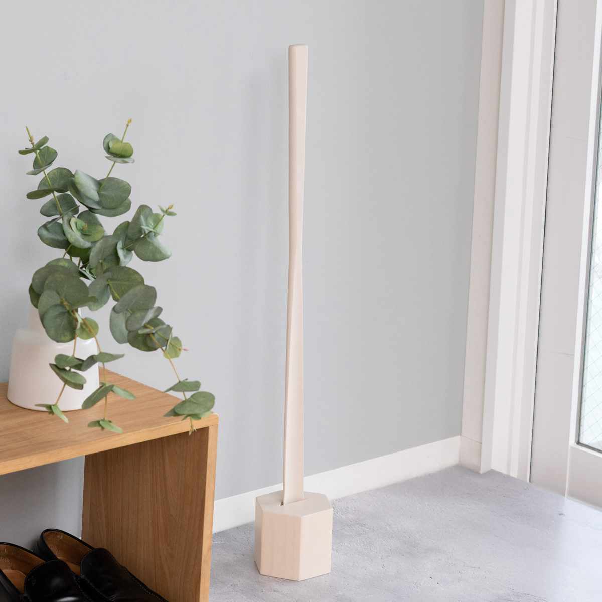 天然木　けやき　長い靴べら／ブーツ型靴べらスタンド　一点物　手造り 天然木 けやき 長い靴べら／ブーツ型靴べらスタンド 一点物 手造り