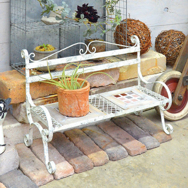 フラワースタンド アイアンタイルベンチ 幅44.5×奥行19×高さ29.6cm