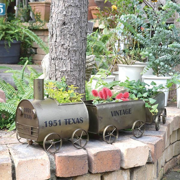 プランター 屋外 トレイン ティン3連 幅78×奥行20×高さ25cm （ 置き型
