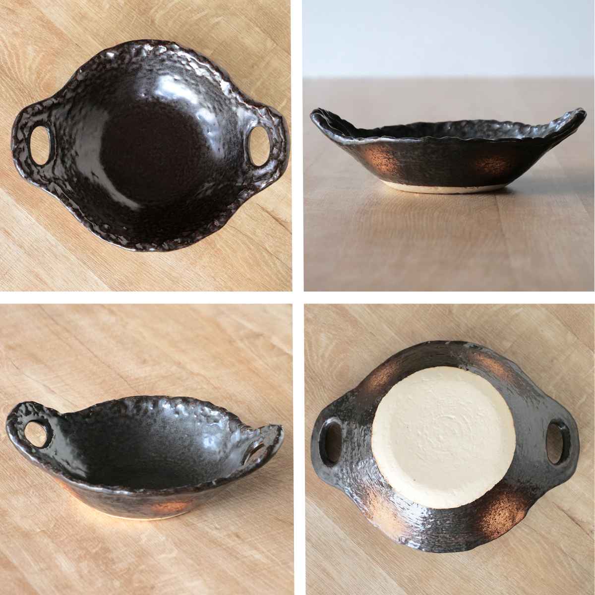 民芸陶板 黒 6号 24cm 陶器 萬古焼 （ 食洗機対応 電子レンジ対応