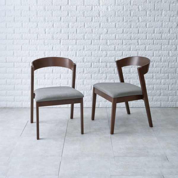 ダイニングチェア ブラウン 2脚セット 座面高43cm 天然木 背もたれ