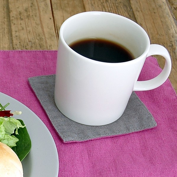 コースター 10cm リンネ Linne リバーシブル 麻 布 無地 同色6枚セット