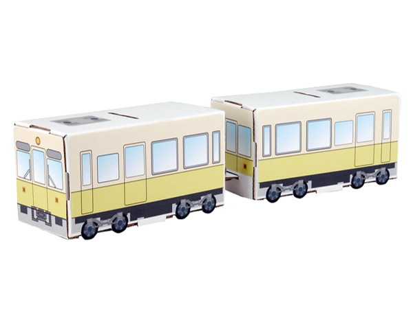 電車 ダンボール シール付 貯金箱 ぺったんバス 紙製 立体パズル 組立