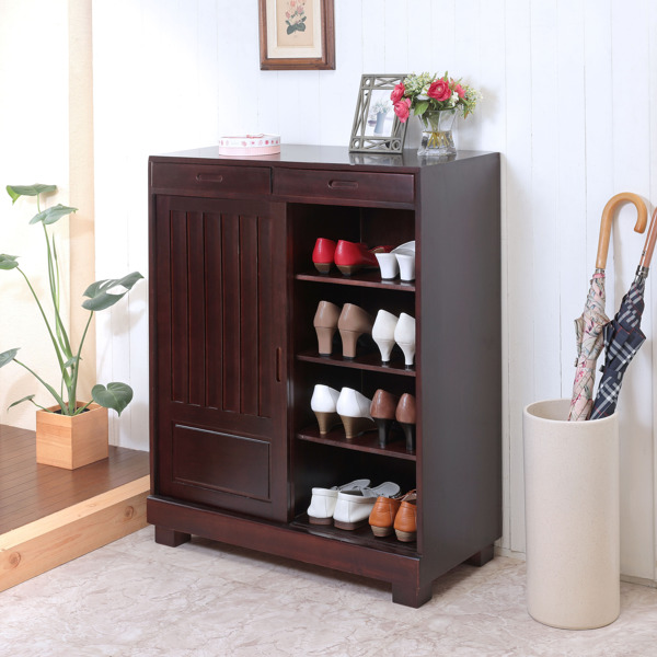 谷村実業 下駄箱 幅80cm 引き戸式 （ 靴箱 和風 靴入れ 玄関収納 玄関