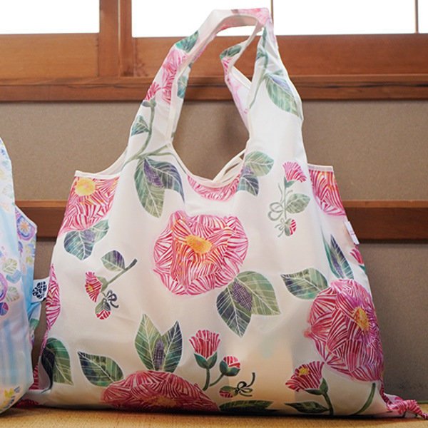 エコバッグ 金子みすず 2WAY ショッピングバッグ 郵便局の椿_BE （ マイバッグ エコバック 買い物バッグ レジ袋 レジバッグ サブバッグ 買い物袋 ）