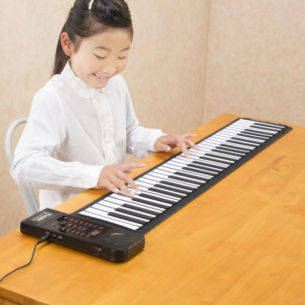 谷村実業 ピアノ 電子ピアノ コンパクト 61鍵盤 ロールアップピアノ