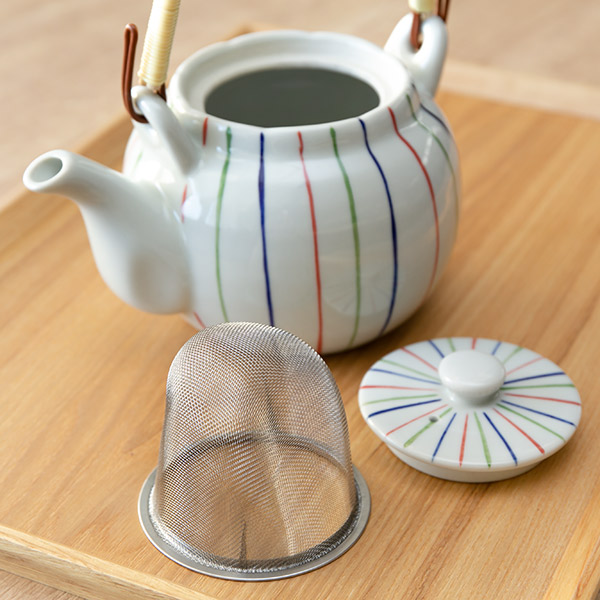土瓶 650ml 色十草 茶こし付き 急須 ポット ティーポット 陶器 （ 食洗