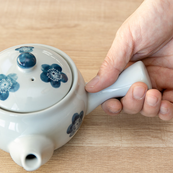 急須 380ml 青小梅 茶こし付き ポット ティーポット 陶器 （ 食洗機