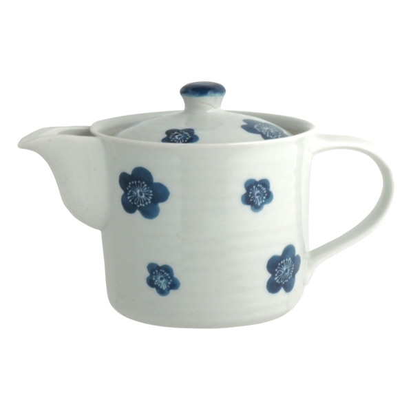 切立ポット 400ml 青小梅 茶こし付き 急須 ポット ティーポット 陶器