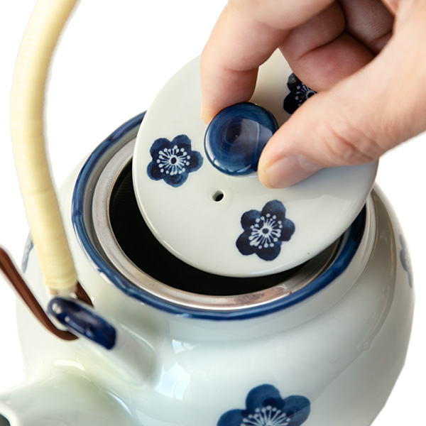 土瓶 600ml 青小梅 茶こし付き 急須 ポット ティーポット 陶器 （ 食洗