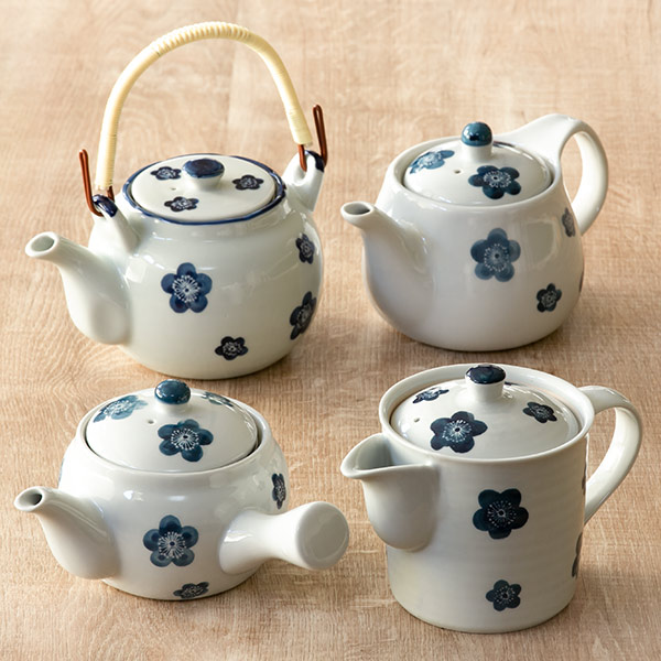 土瓶 600ml 青小梅 茶こし付き 急須 ポット ティーポット 陶器 （ 食洗