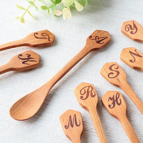スプーン 14cm アルファベットスプーン 天然木 木製 カトラリー