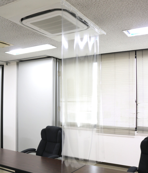 透明シート 店舗 180cm×20個セット ハトメタイプ 防炎 抗ウイルス 抗菌 透明間仕切り （ ビニールカーテン 透明 ）の画像