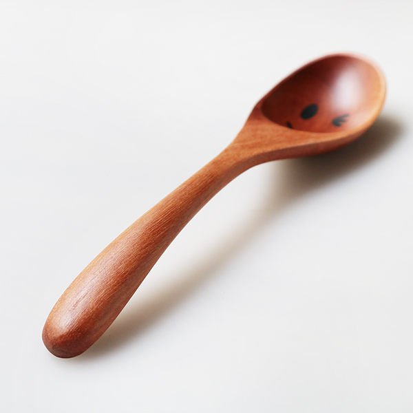 スプーン 16cm スープスプーン ニコニコ＆ウィンク 木製 サオ 籐芸
