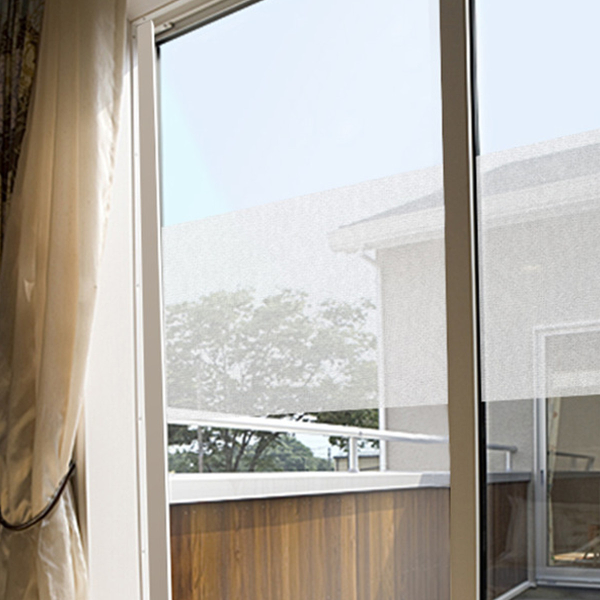 遮光シート 窓用フィルム 貼ってはがせるタイプ 10本 （90cm×200cm） 窓貼りシート メッシュタイプ ホワイト 90cm×46cm丈 複層・網入り