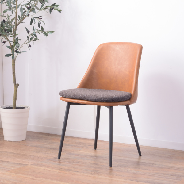 チェア 2脚セット 座面高47cm ダイニングチェア レザー調 クッション