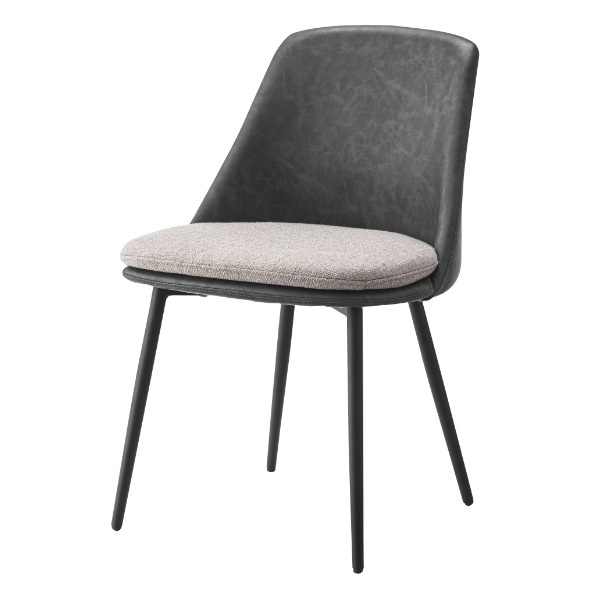 チェア 2脚セット 座面高47cm ダイニングチェア レザー調 クッション