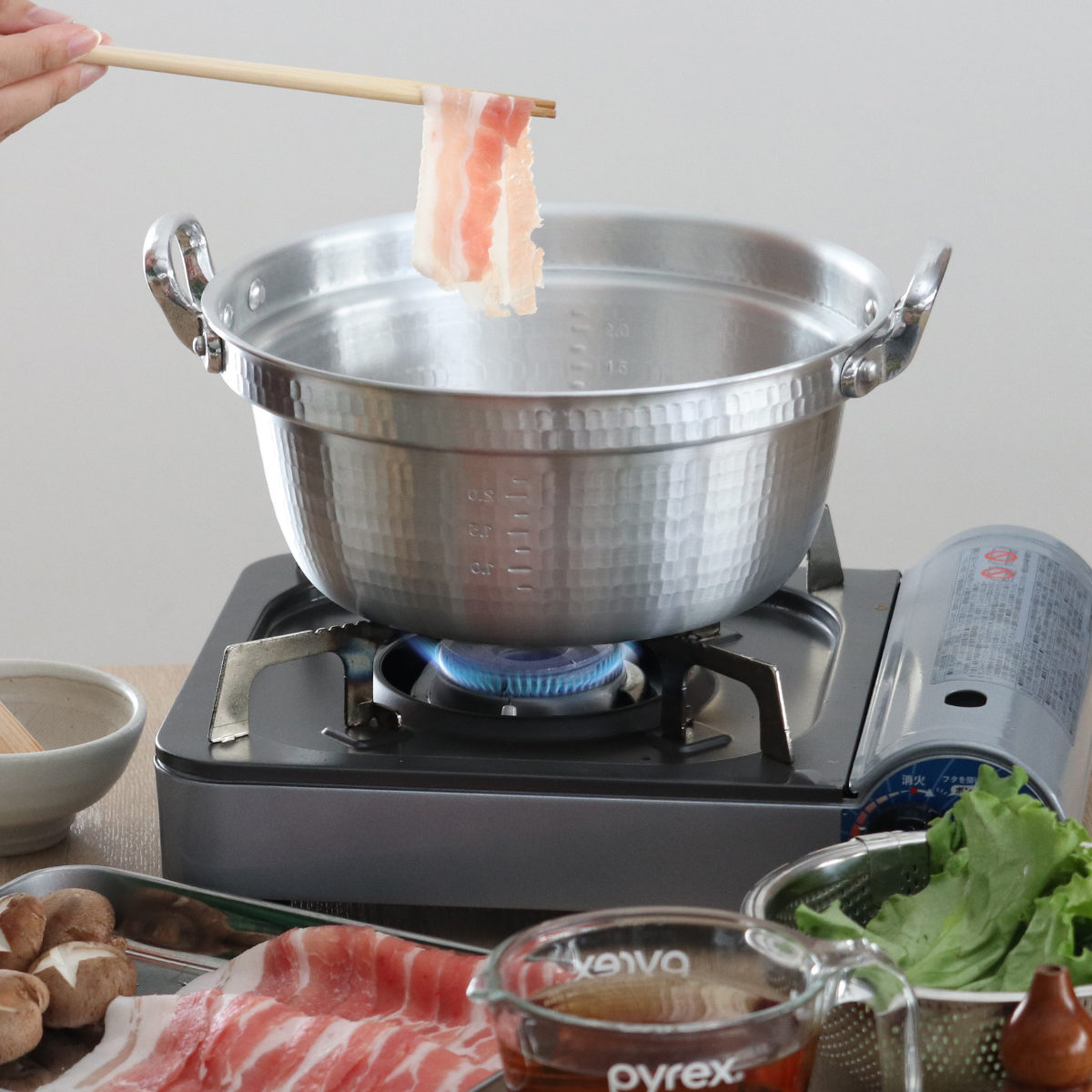 アルミ鍋・アルミ コンロ 打出料理鍋 27cm ガス火専用 メモリ付き 中尾アルミ 日本製 5.6L