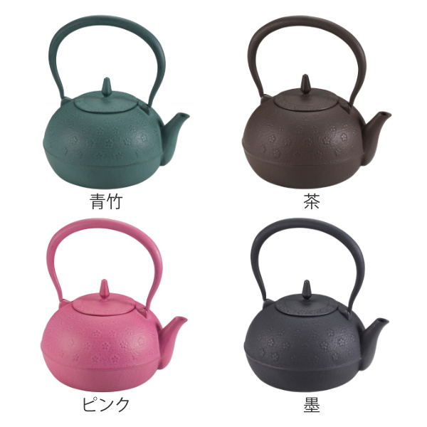 池永鉄工 鉄瓶 1.2L IH対応 梔子さくら文様 南部鉄器 日本製 （ ガス火