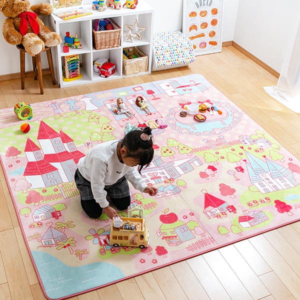 ラグ キッズラグ 子供部屋 ふっくらなめらか 転写フランネルラグ