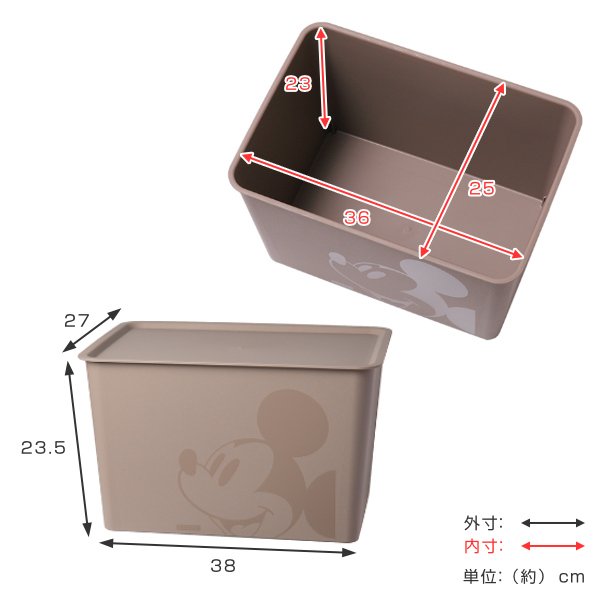 Disney（ディズニー） 収納ボックス 幅38×奥行27×高さ23.5cm ふた付き