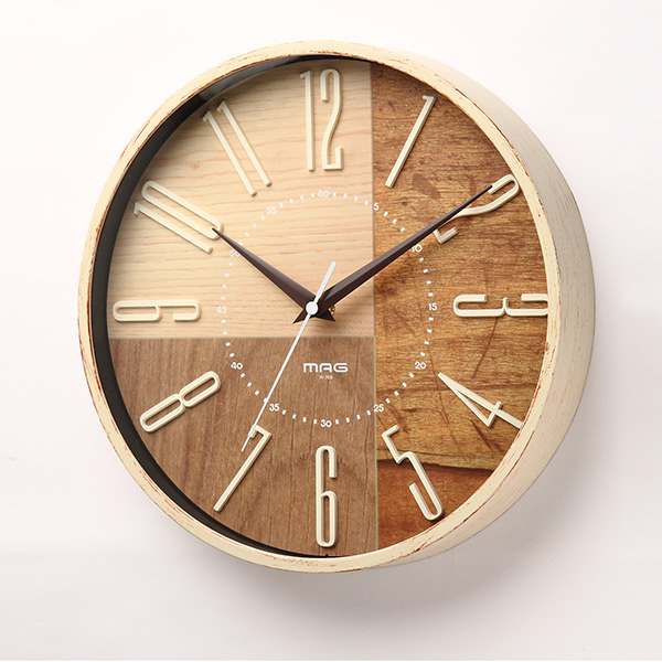 掛け時計 電波掛時計 ココア 立体文字 MAG （ 電波時計 電波 壁掛け