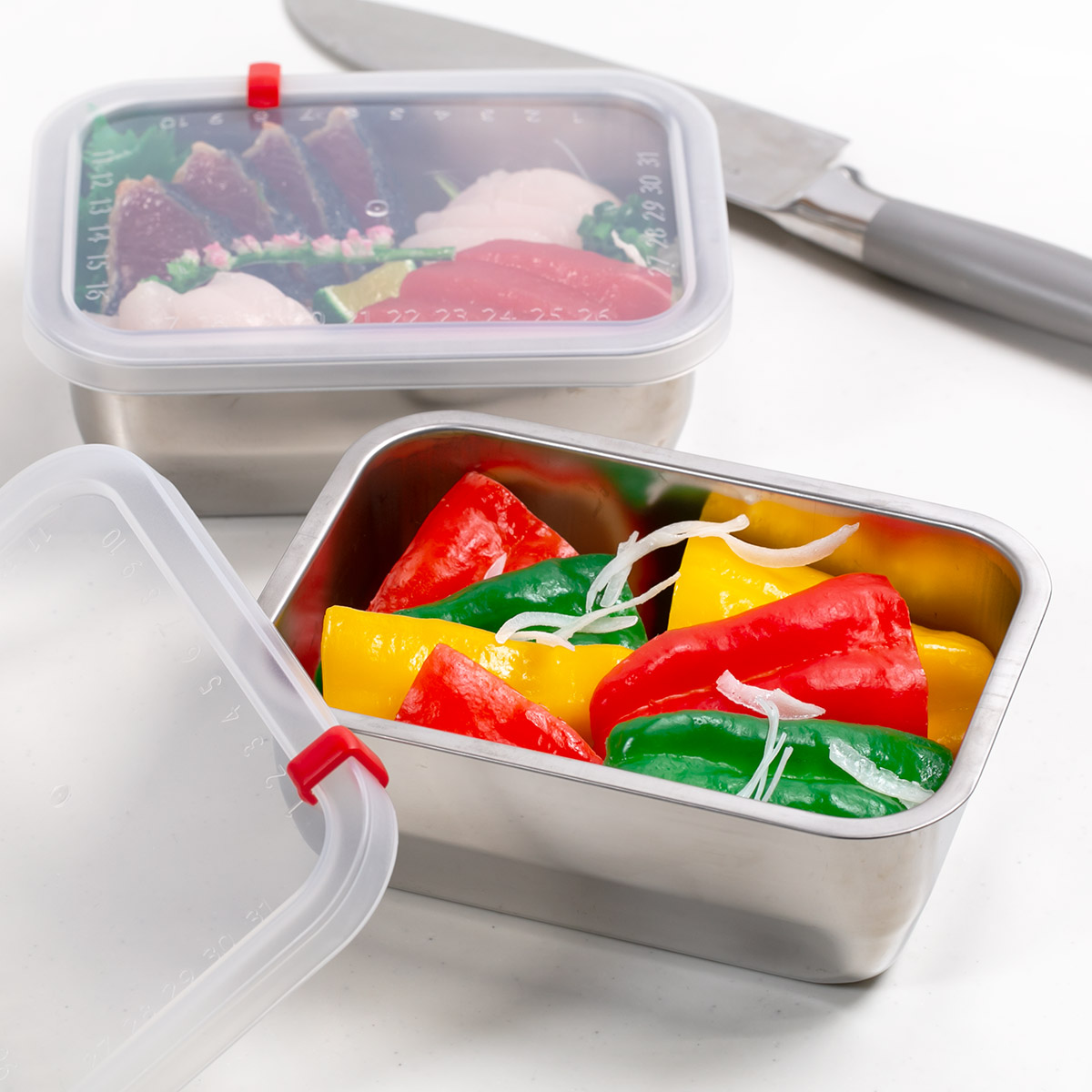 ヨシカワ 保存容器 810ml ステンレス 角型 小 蓋付き 2個組み 燕三条