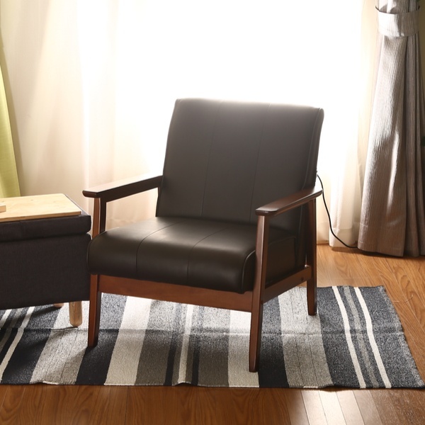 ソファ 幅128cm 二人掛け 2人用 レザー調 ひじ掛け 木製 合成皮革