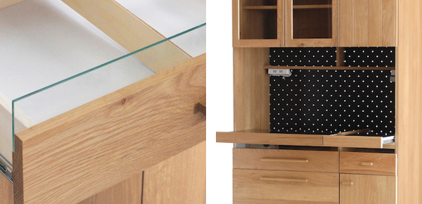 東馬（Tohma） 食器棚 北欧風 キッチンボード オーク材 幅105cm