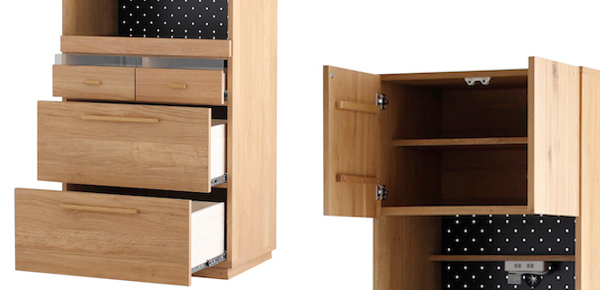 東馬（Tohma） 食器棚 北欧風 キッチンボード オーク材 幅70cm