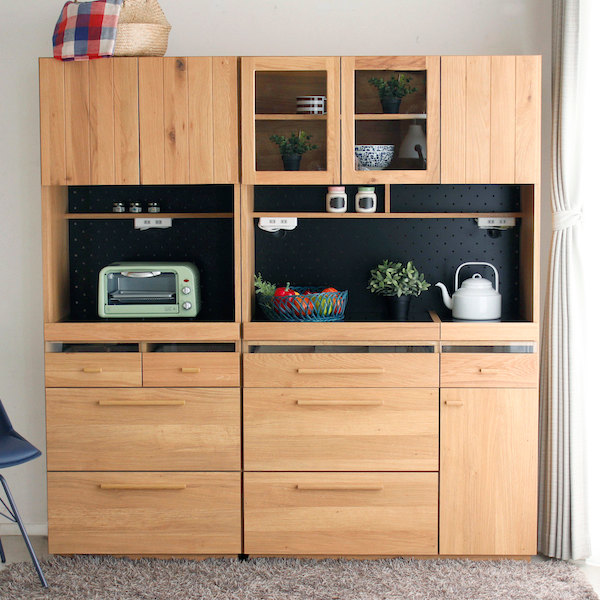 東馬　キッチンボード　食器棚　使用感あり 東馬（Tohma） 食器棚 北欧風 キッチンボード オーク材 幅70cm