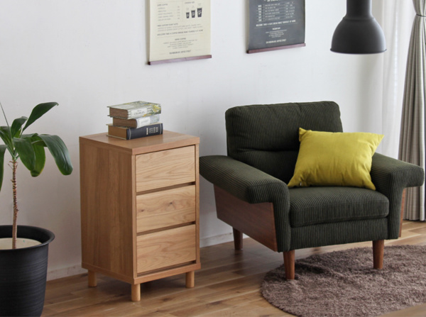 東馬（Tohma） チェスト 3段 北欧風 オーク材 幅40cm （ リビング