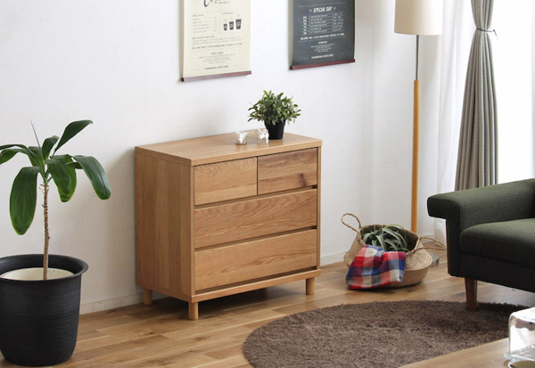 東馬（Tohma） チェスト 3段 北欧風 オーク材 約幅76cm （ リビング