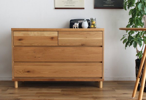 東馬（Tohma） ワイドチェスト 3段 北欧風 オーク材 幅110cm