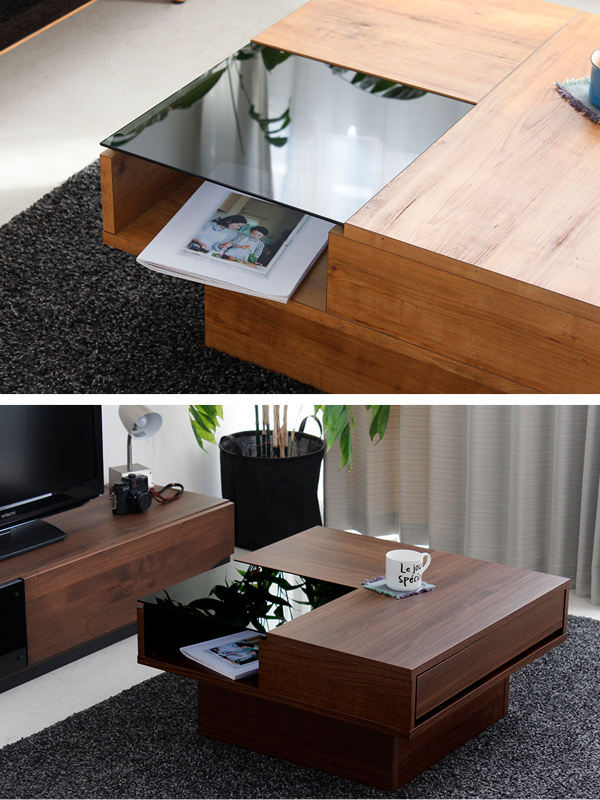 東馬（Tohma） ローテーブル エスニック調 リビングテーブル 引出し付