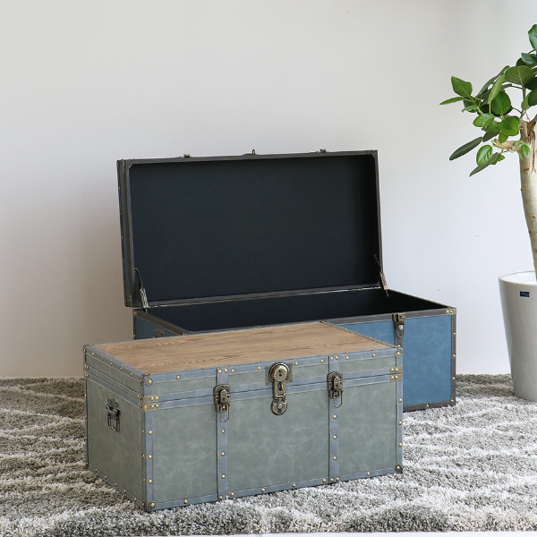 テーブル 幅92cm トランク 収納 机 インテリア トランクテーブル